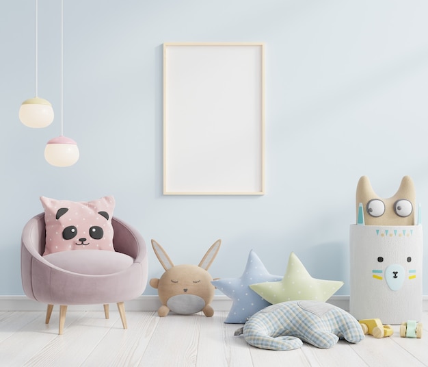 Download Premium Photo Mock Up Poster Frame In Scandinavian Children Room Design Ideas 3d Rendering