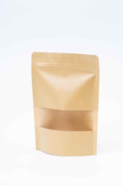 Download Premium Photo | Mock up snack paper bag on white space