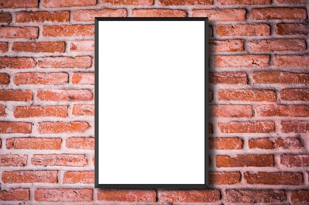 Download Mock up white poster frame on red vintage retro brick wall ...