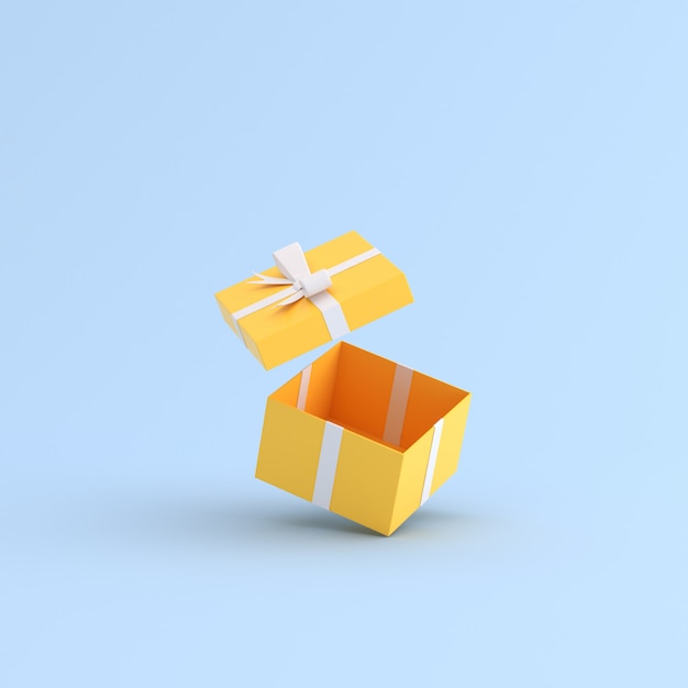 Download Mock up of yellow gift box on blue space. | Premium Photo