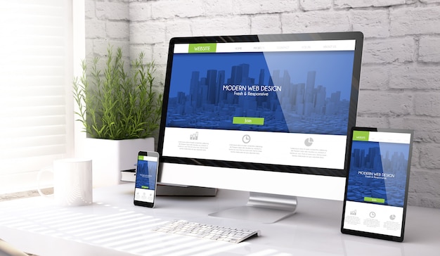 Download Mockup devices modern responsive website | Premium Photo