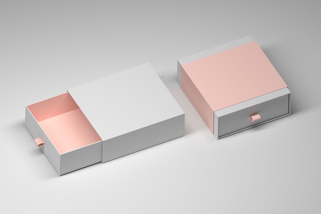 Download Premium Photo | Mockup template of two square slide gift boxes with pastel color accents. 3d ...