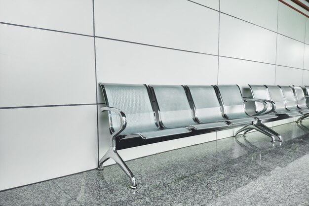 Modern bench interior.empty bench in airport and exhibition hall.interior objects. Premium Photo