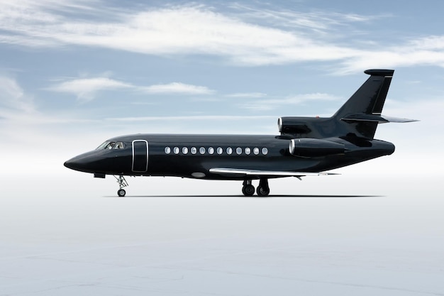 Premium Photo | Modern Black Corporate Business Jet Isolated On Light