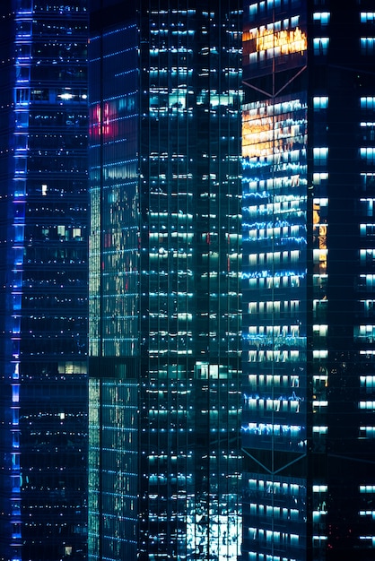 Premium Photo | Modern buildings, lighted windows, night scenes, china