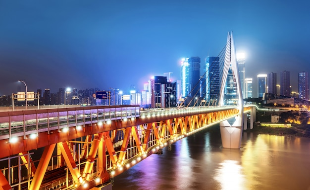 Premium Photo | Modern city night view, chongqing, china,