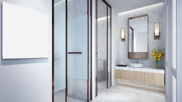 Modern interior design of bathroom and toilet | Premium Photo