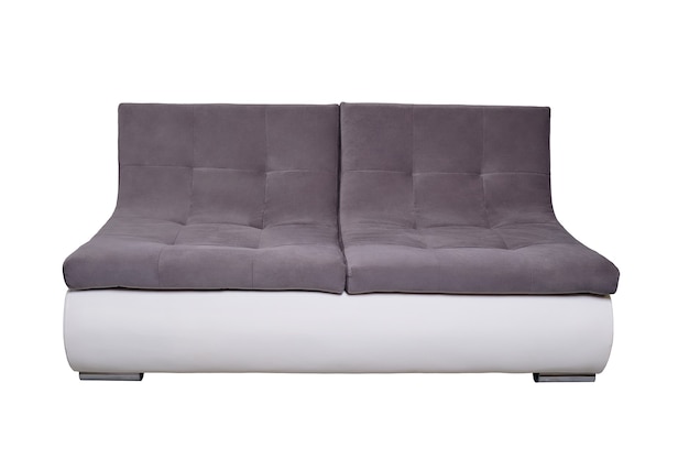 Modern Leather Sofa With Grey Fabric, Leather Sofa Fabric Cushions