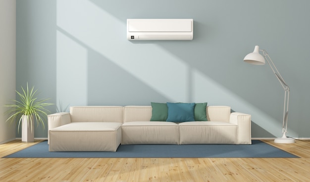 Modern living room with air conditioner | Premium Photo