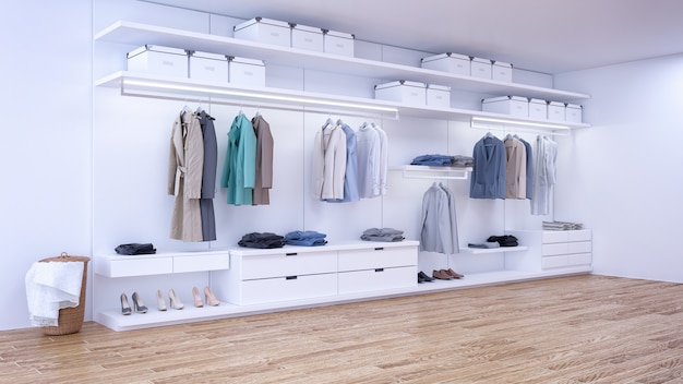Modern minimalist dressing room interior Premium Photo