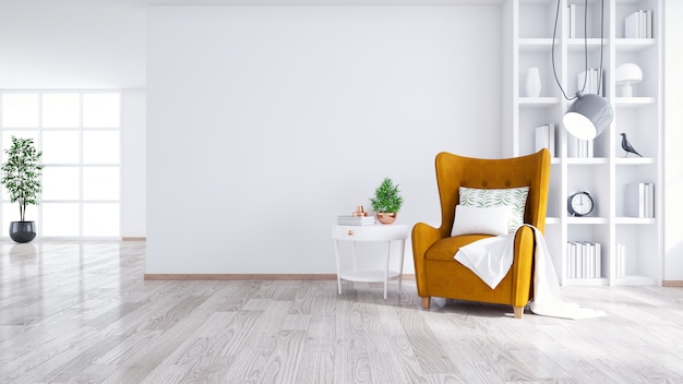 Modern and minimalist interior of living room Premium Photo