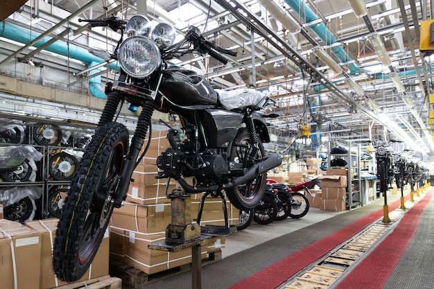 Premium Photo | Modern motorcycle assembly line conveyor