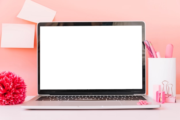 Modern office desk composition with technological device Free Photo