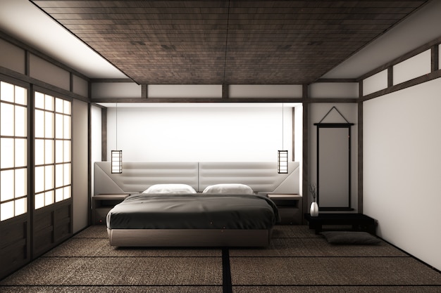 Premium Photo | Modern peaceful bedroom. zen style bedroom. serene bedroom.