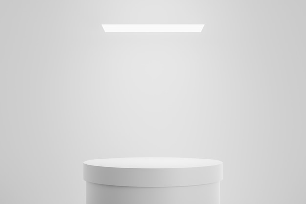 Modern podium or pedestal display with platform concept on white studio background. blank shelf stan