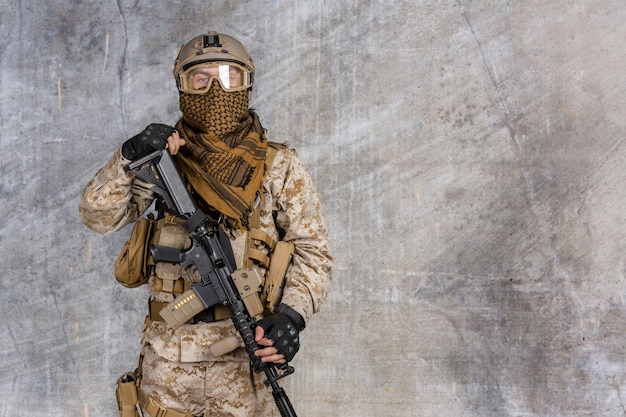 Modern soldier with rifle Photo | Premium Download