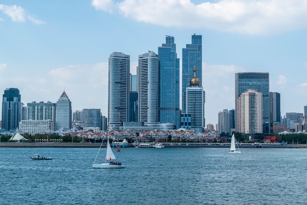 Modern urban landscape skyline of qingdao, china | Premium Photo