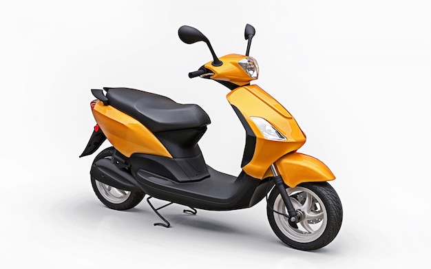 Premium Photo | Modern urban orange moped on a white background