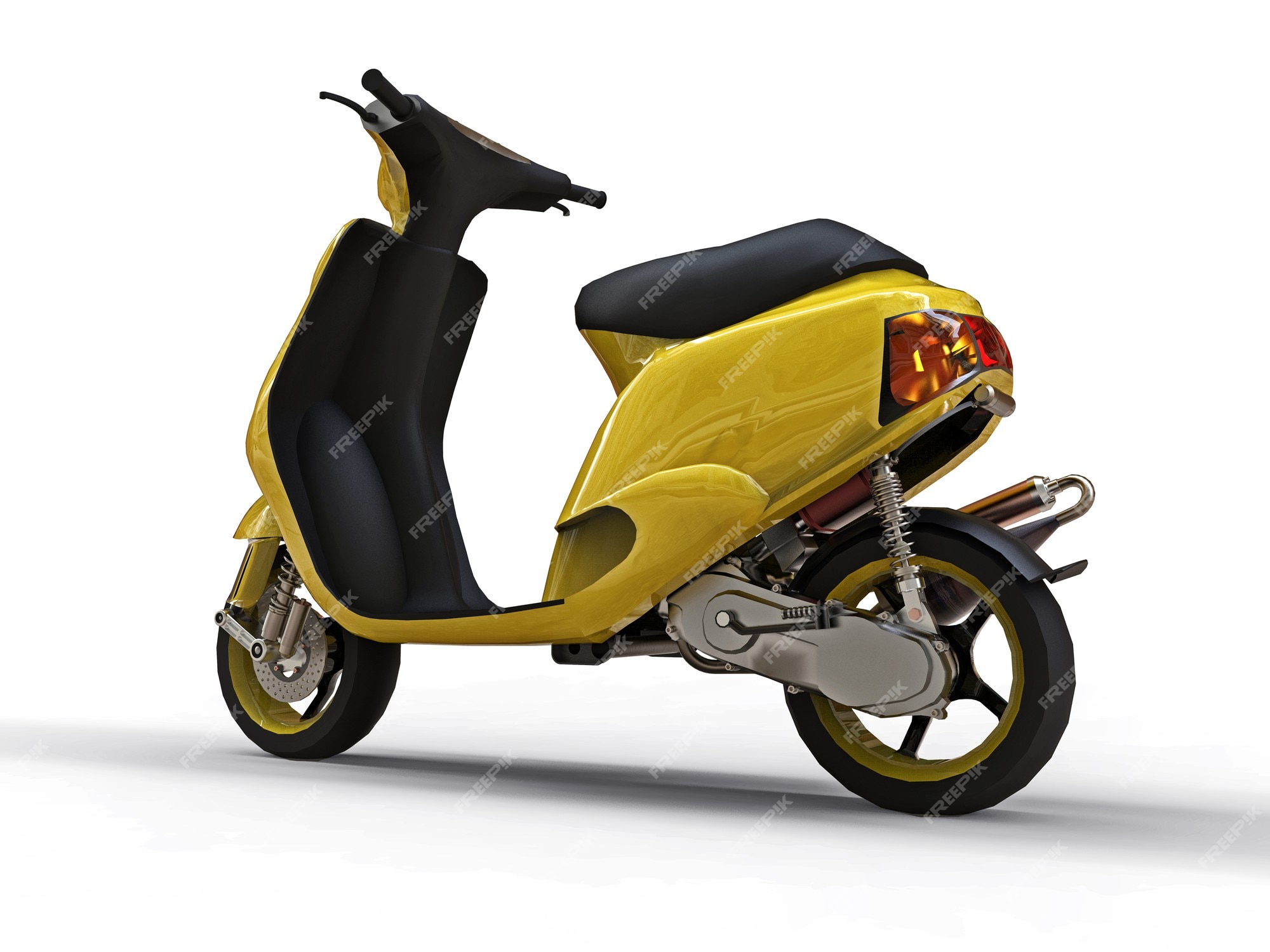 Premium Photo | Modern urban yellow moped on a white surface