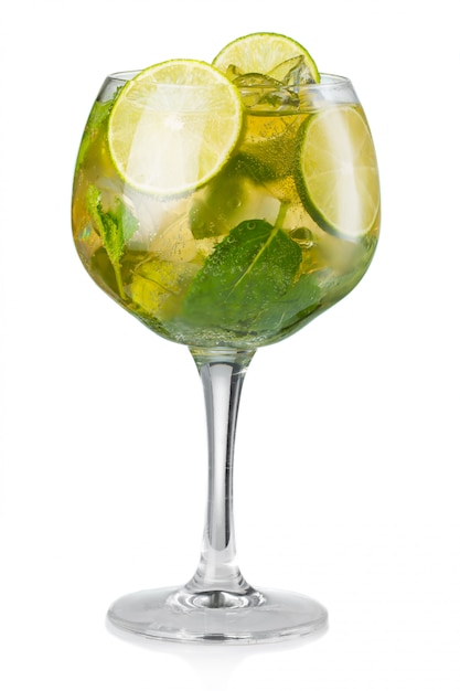 Mojito alcohol cocktail isolated on white Premium Photo