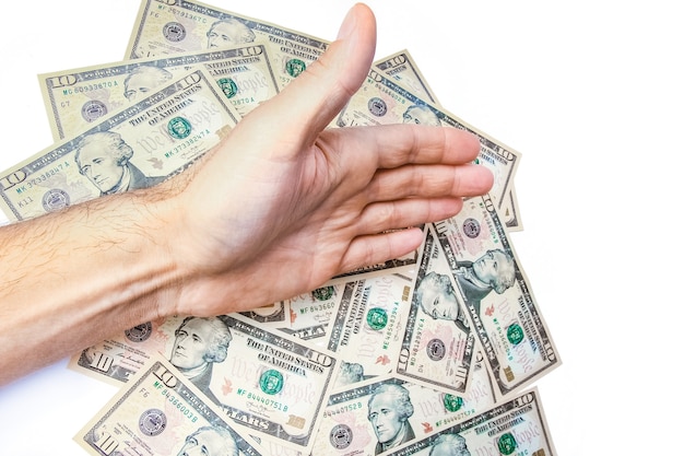 Premium Photo Money Dollars In The Hands On A White Background