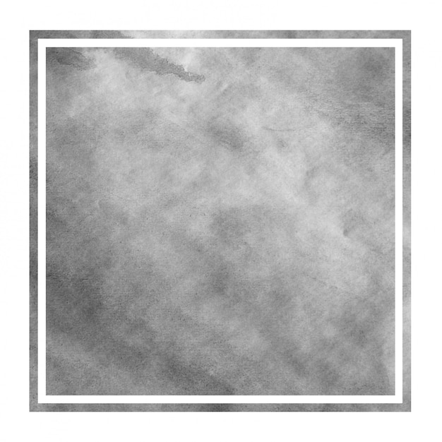 Monochrome hand drawn watercolor rectangular frame background texture with stains Premium Photo