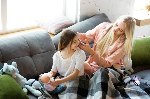 Premium Photo Mother And Daughter Sisters Have Quite Beauty And Fun