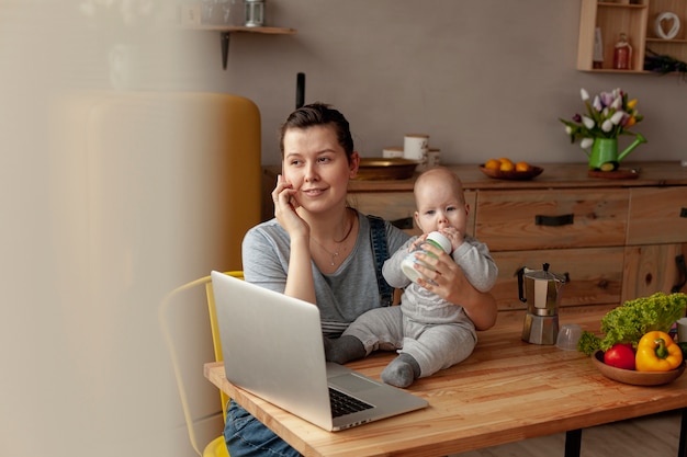 Free Photo | Mother with baby at home