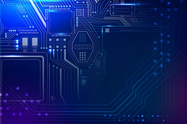 Motherboard circuit technology background in gradient blue Free Photo
