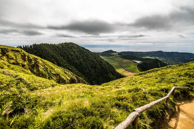 Free Photo | Mountain landscape with hiking trail and view of beautiful ...