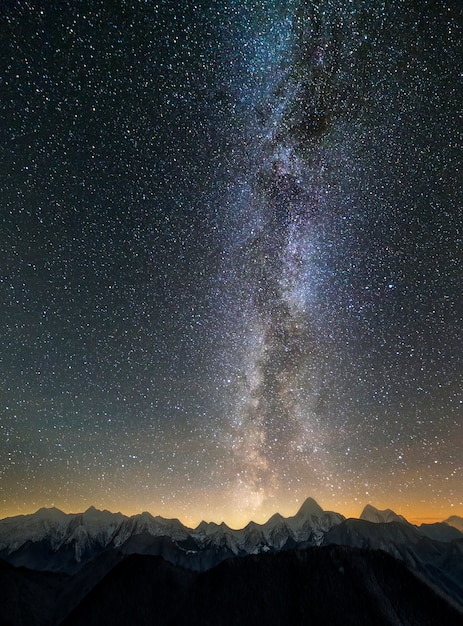 Premium Photo | Mountain winter night panorama landscape. steep ...