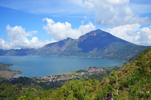 Premium Photo | Mountains and volcano in the tropical rainforest.