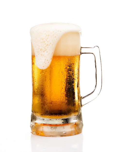 Premium Photo Mug Of Beer With Froth Foam On Glass Isolated On White Background