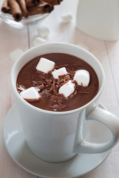 Premium Photo | Mug of hot chocolate with marshmallow