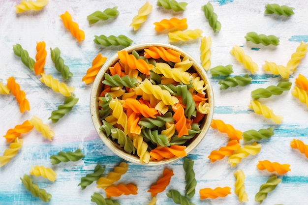 Free Photo | Multi-colored gluten free vegetable fusilli pasta.