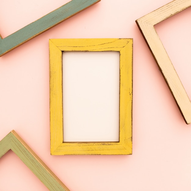 Multicolored photo frames on the retro wall Free Photo