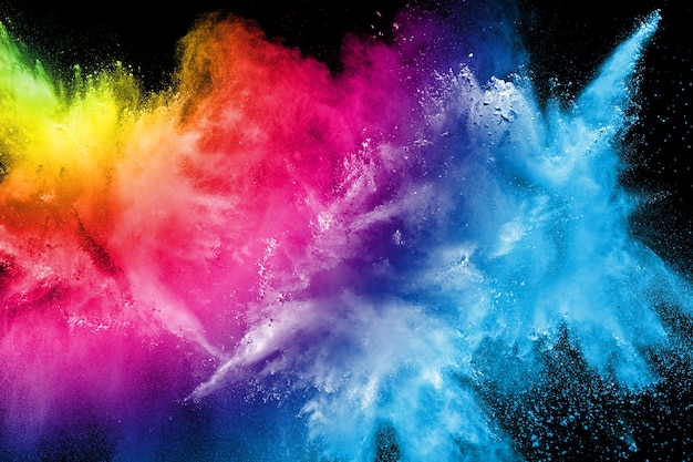 Premium Photo | Multicolored powder explosion on black background