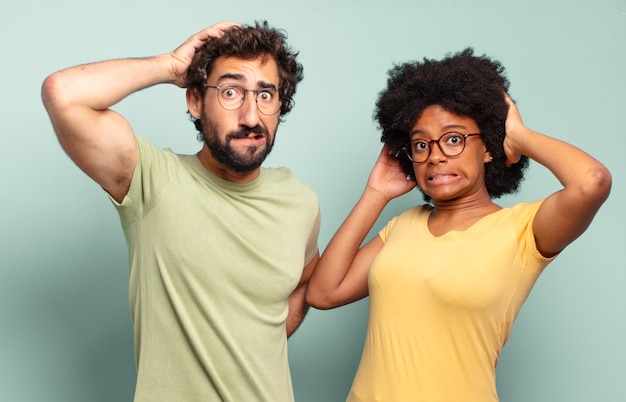 Premium Photo Multiracial Couple Of Friends Feeling Stressed Worried