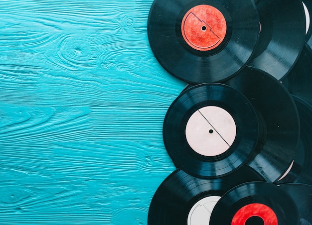 Premium Photo | Music records on wooden background