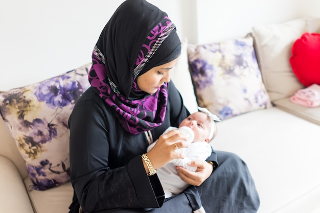 Premium Photo | Muslim mother and baby