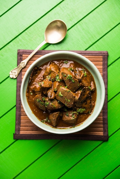 Premium Photo | Mutton liver fry or kaleji masala, popular non ...