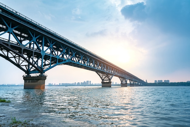 Premium Photo | Nanjing Yangtze River Bridge Against Sky During Sunset