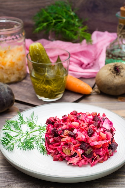 Premium Photo | National russian salad - vinaigrette