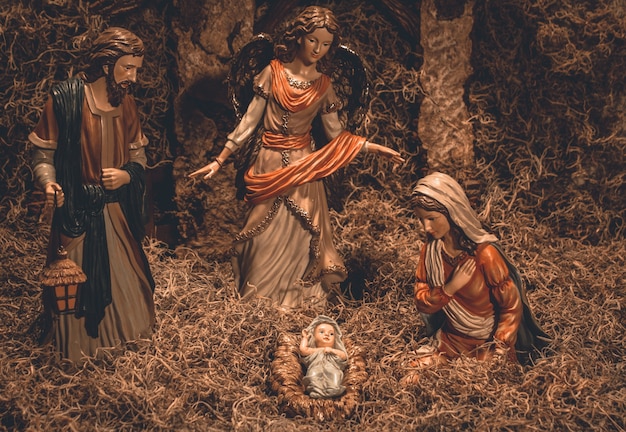 Premium Photo | Nativity scene christmas crib background