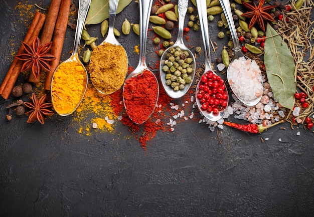 Natural spices, seasonings and herbs Premium Photo