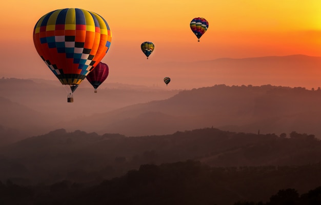 Premium Photo | Nature landscape hot air balloons festival in sky.