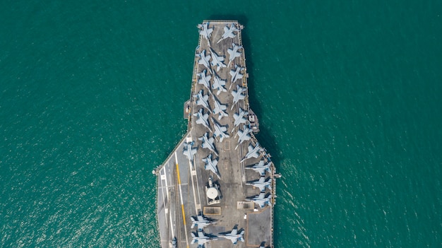 Premium Photo | Navy nuclear aircraft carrier, military navy ship ...