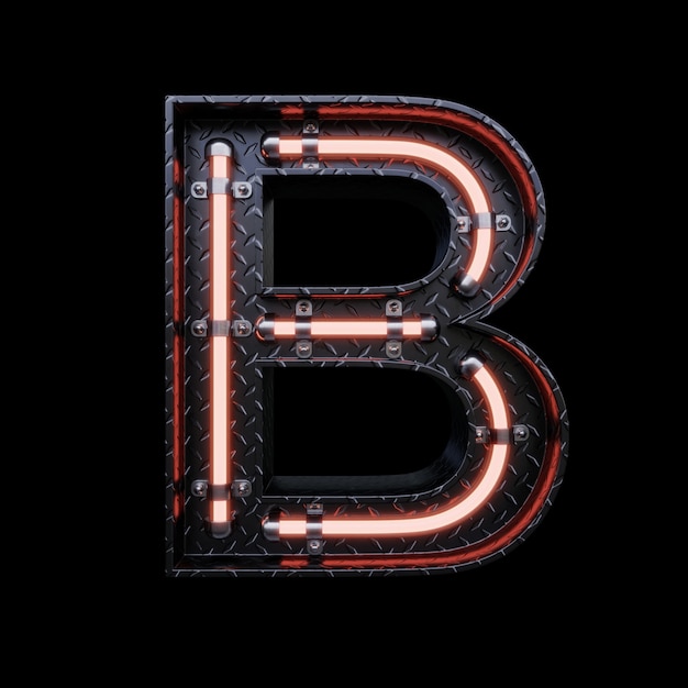 Premium Photo | Neon Light Letter B With Red Neon Lights.