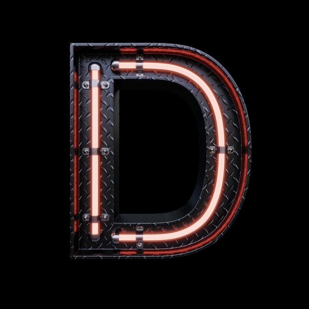 Premium Photo | Neon light letter d with red neon lights.