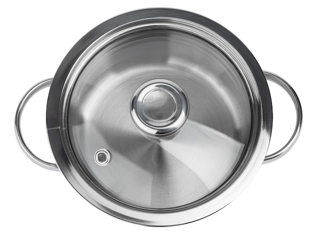 Premium Photo | New metal cooking pot isolated on white